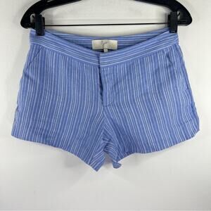 JOIE Blue Linen Striped Seersucker Linen Shorts Size 0 4 inch Inseam‎ White